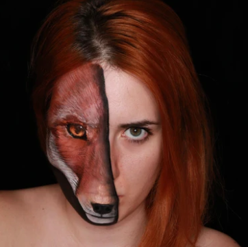 Half Face Fox Illusion Face Paint Design Video by Ana Cedoviste