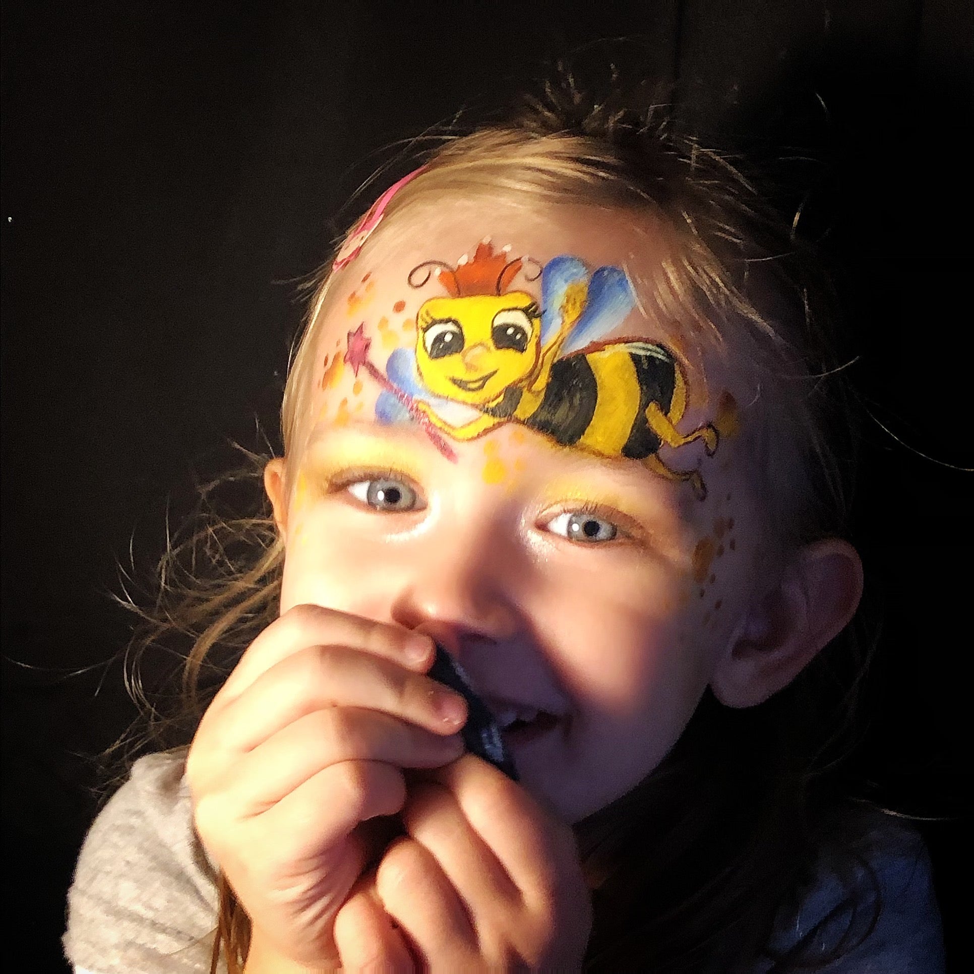 Cute Bee Face Paint Design for Kids by Marina