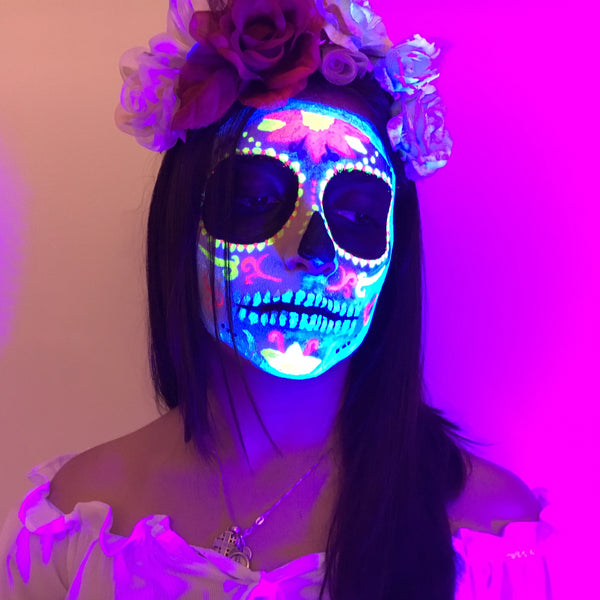 Glow in the Dark Skull Face Paint Video Tutorial by Francesca Marchite 