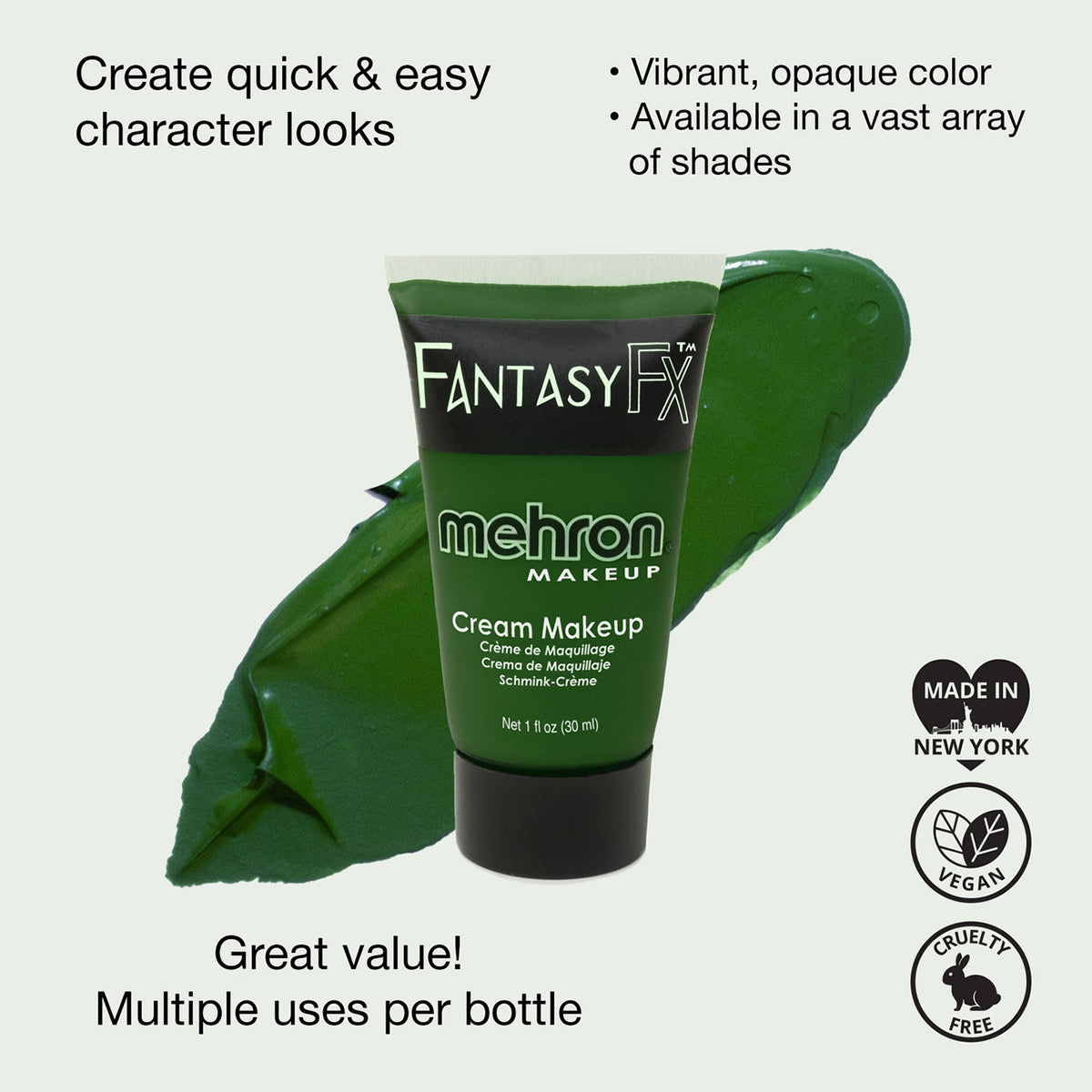 Mehron Fantasy FX Face Paint Tubes - Green G (1 oz)