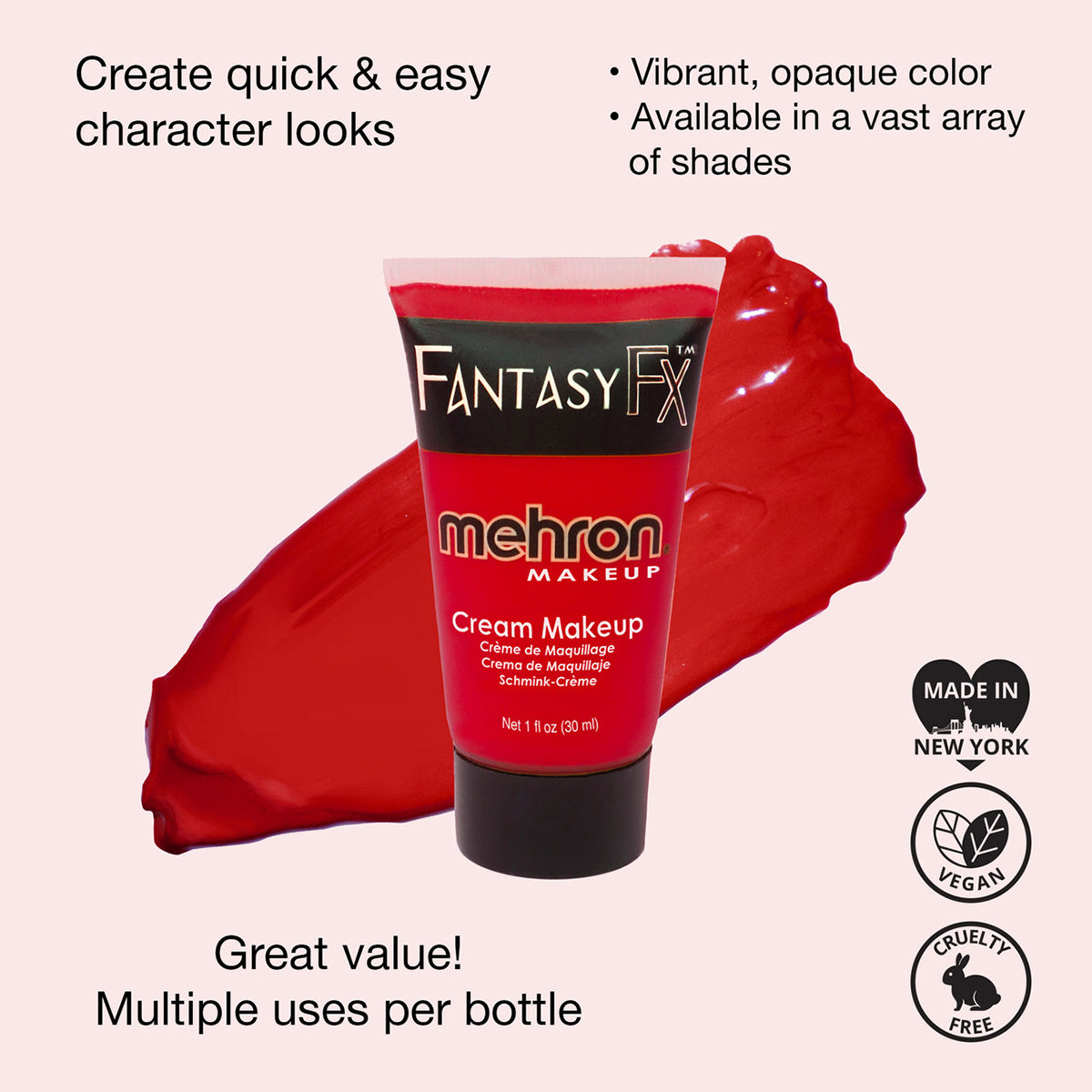 Mehron Fantasy FX Face Paint Tubes - Red R (1 oz)