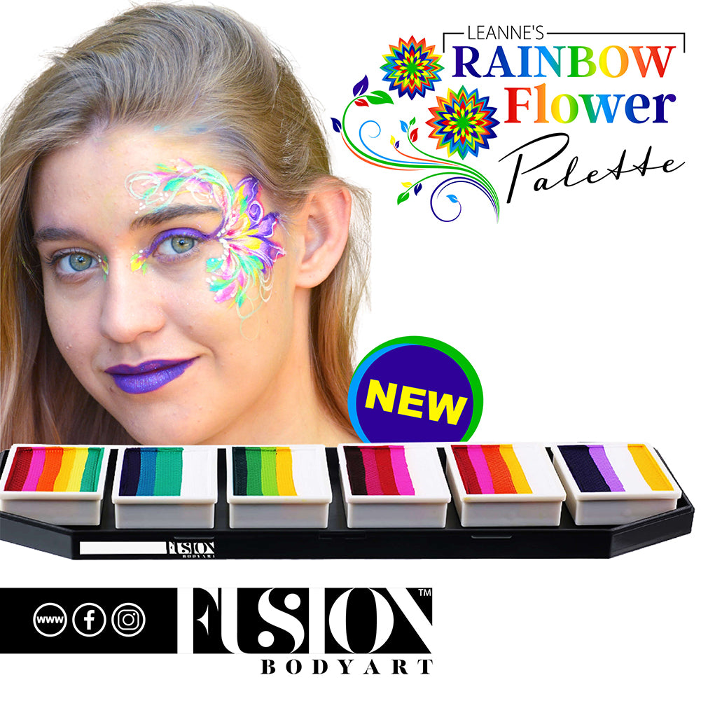 Fusion Body Art Face Painting Palette - Leanne's Rainbow Flower (6 x 10 gm)