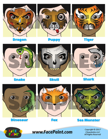 Colorful Face Painting Designs Menu - Boys