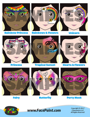 Colorful Face Painting Designs Menu - Girls
