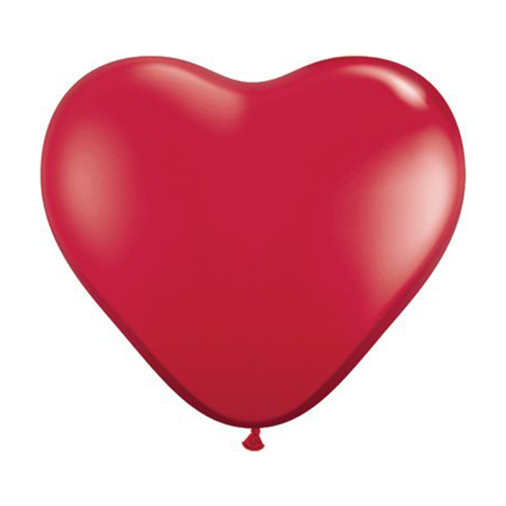 Qualatex Ruby Red Heart Balloons - 6" (100/bag)