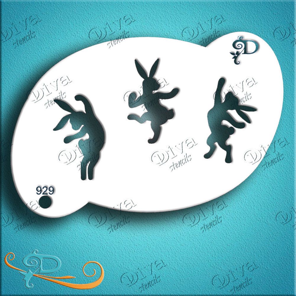 Diva Face Painting Stencil - Dancing Bunnies