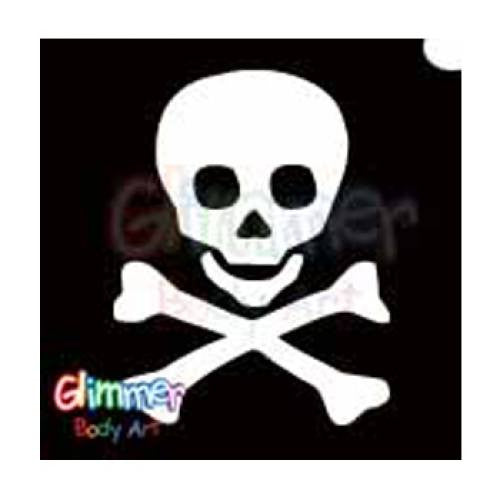 Glimmer Body Art Glitter Tattoo Stencil - Skull & Crossbones 1(5/pack)