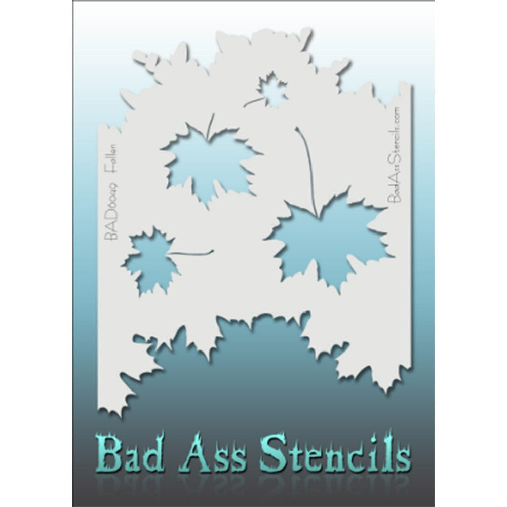 Bad Ass Full Size Stencils - BAD6049 - Fallen are about 8.5" x 11" in size and contain several related designs. They are perfect for a variety of body and face painting designs. Textured edges allow the artist to create multiple designs with the same sheet.<br><br>The Bad Ass line of stencils, launched by famous body paint artist - Andrea O'Donnell, are high quality, flexible, fun stencils that take body painting to the next level. These high grade mylar stencils are thin and work great for adding details t