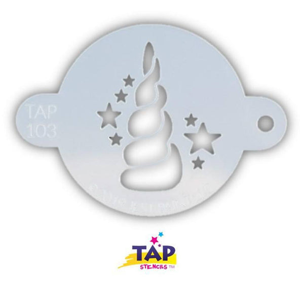 tap-face-painting-stencil-unicorn-horn-with-stars-103-facepaint-facepaint-com