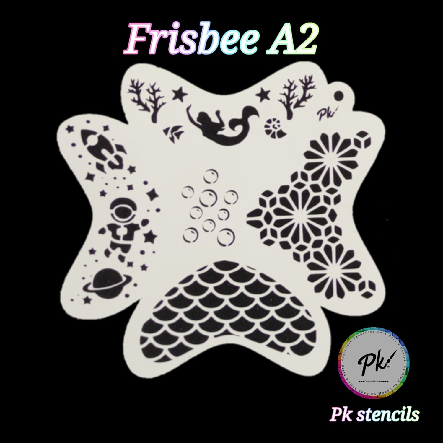 PK Frisbee Face Painting Stencil - A2- Mermaids & Space