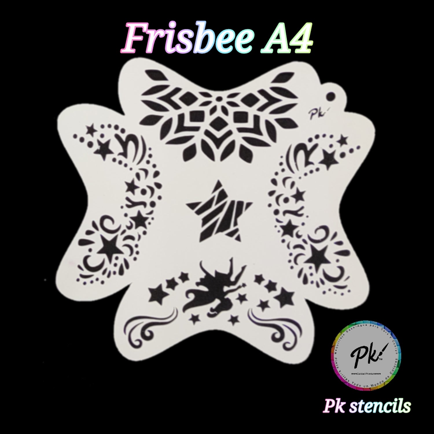 PK Frisbee Face Painting Stencil - A4 - Fairy & Stars