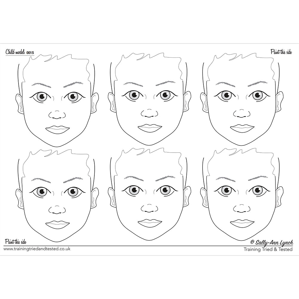 Sally-Ann Lynch Face Painting Practice Board - Child Model 0021- 6 Faces (A2)