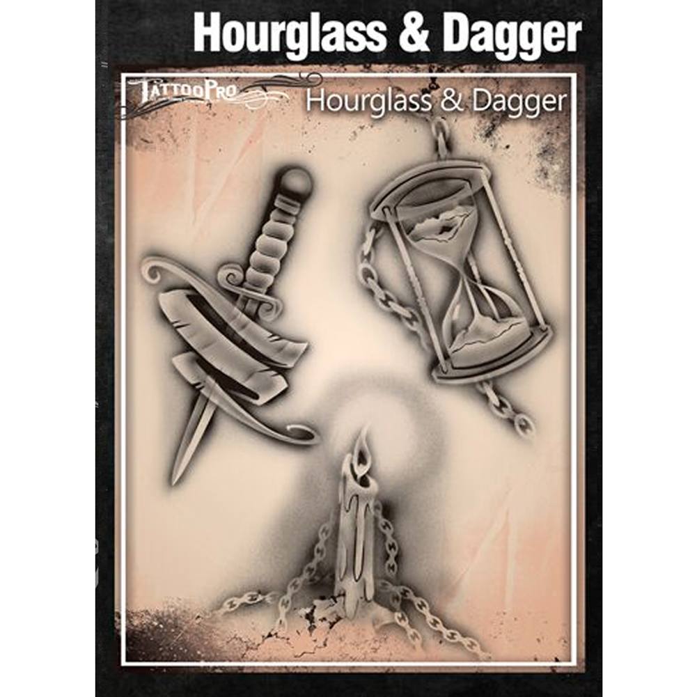 Tattoo Pro Series 2 Stencils - Hourglass & Dagger