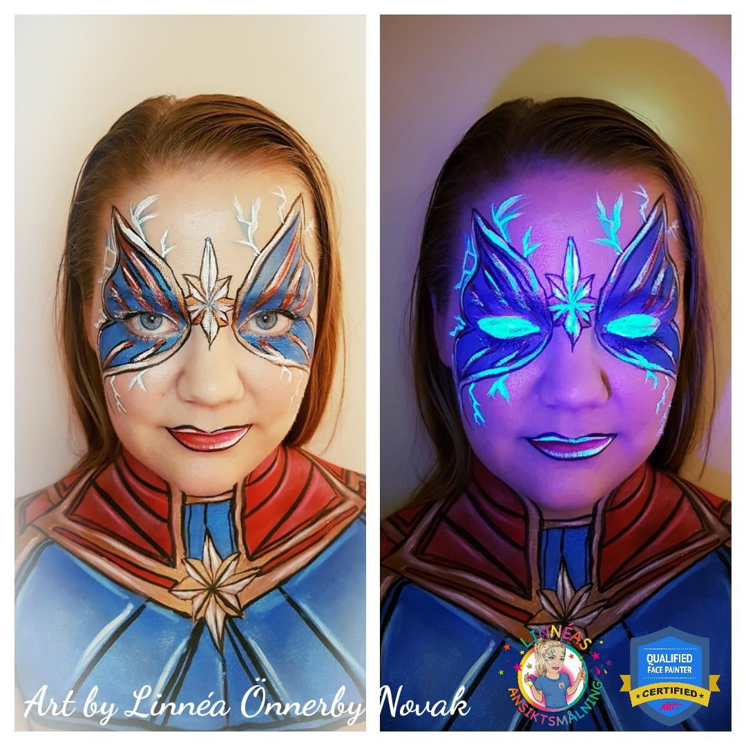 Captain Marvel Neon Butterfly Face Paint Video by Linnéa Önnerby Novak