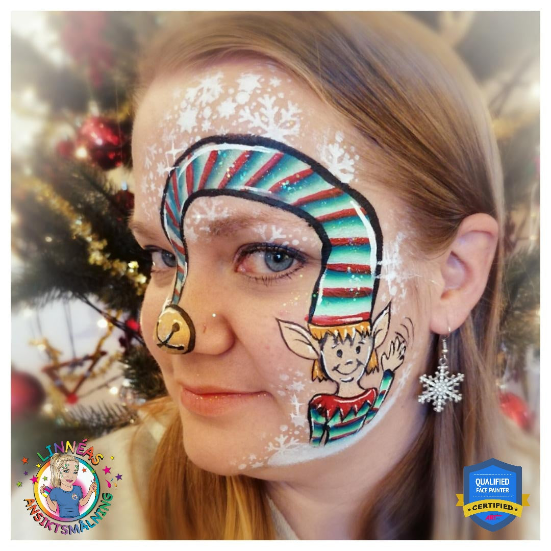 Funny Christmas Elf Face Paint Design by Linnéa Önnerby Novak