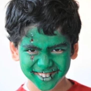Easy Frankenstein Monster Face Paint Design Tutorial Video by Kiki
