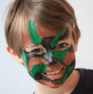 Easy Camouflage Face Paint Design Tutorial Video by Kiki
