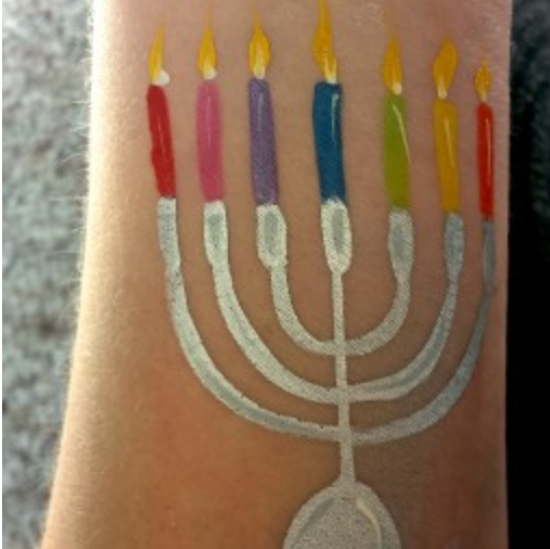 How to Face Paint a Colorful Menorah, Happy Hanukkah!