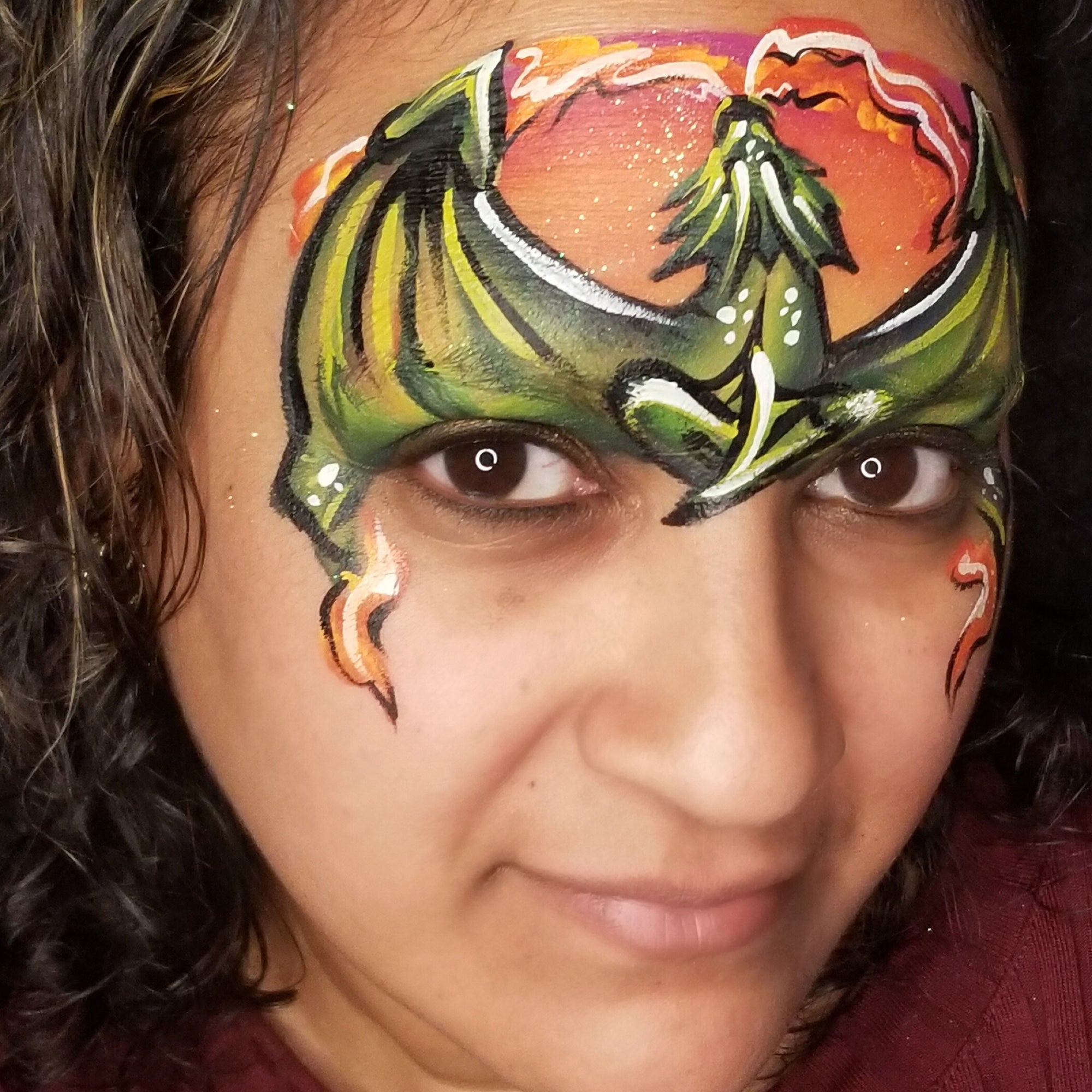 Using Kraze Dome Strokes - Dragon Face Paint Design by Kellie Burrus