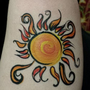 How to Face Paint a Firey Sun Kid Tattoo!