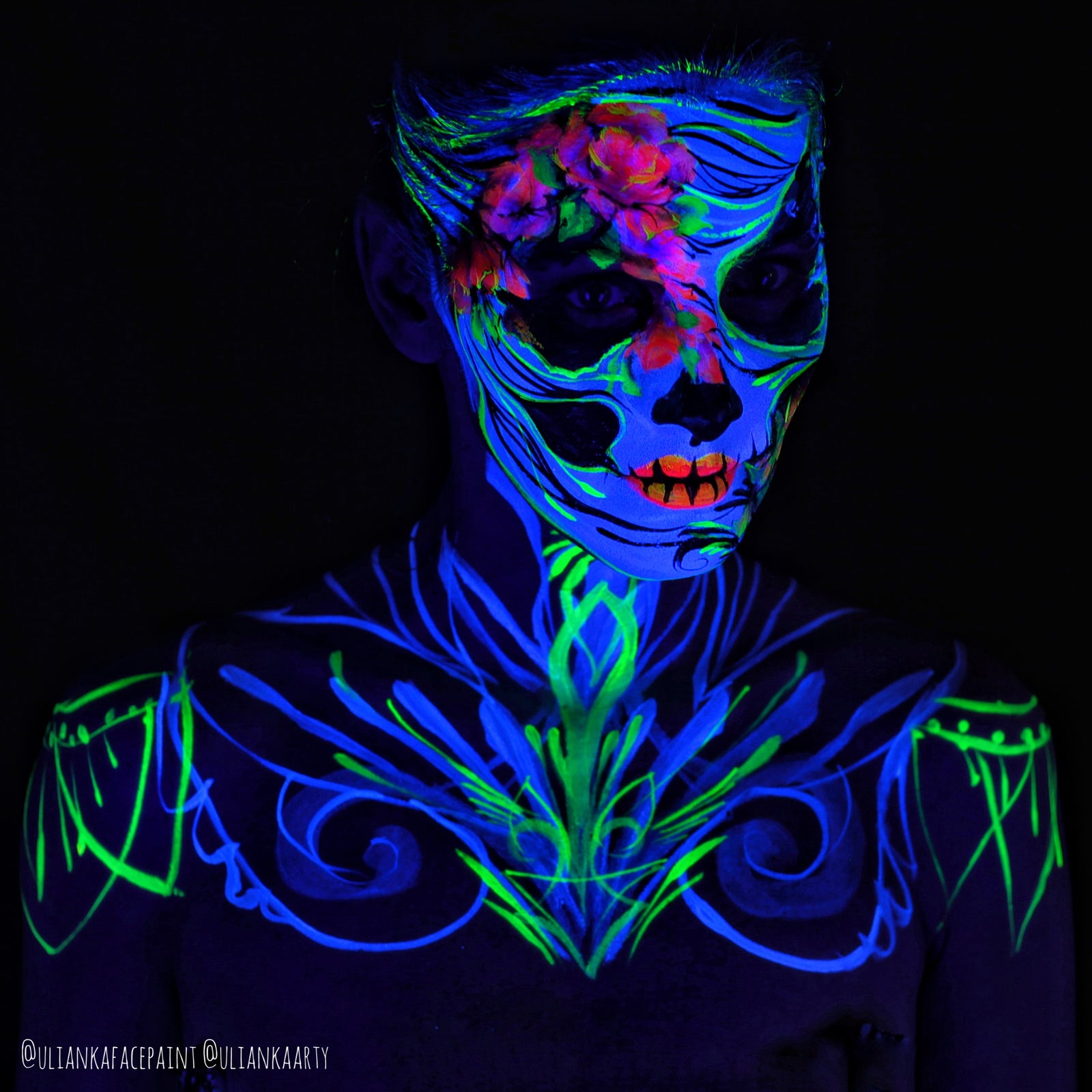 Glow in the Dark Skull Face Paint Video Tutorial by Francesca