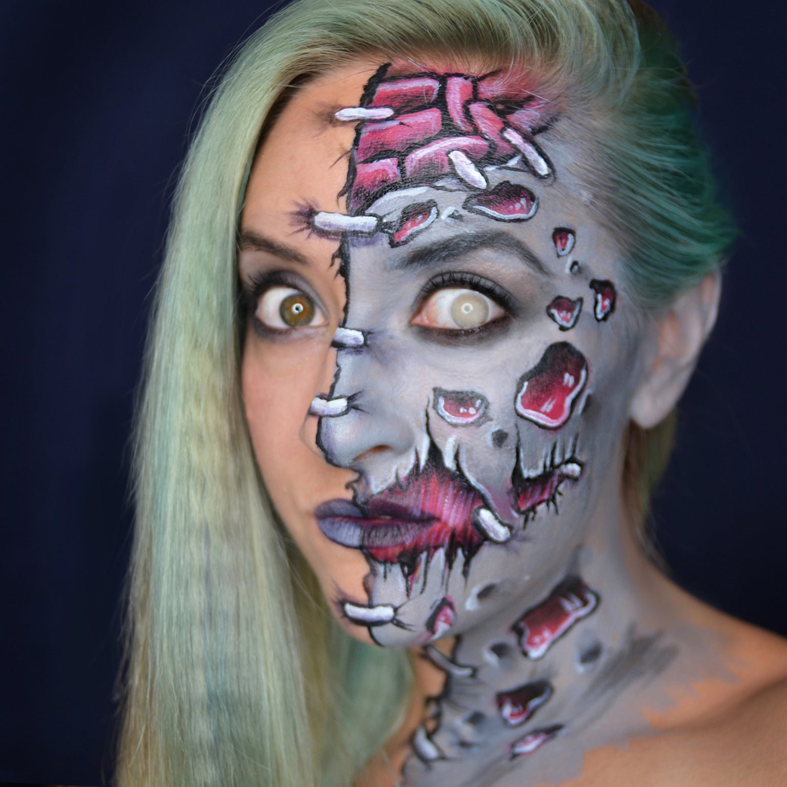 Half Face Zombie Makeup by Natalia Kirillova