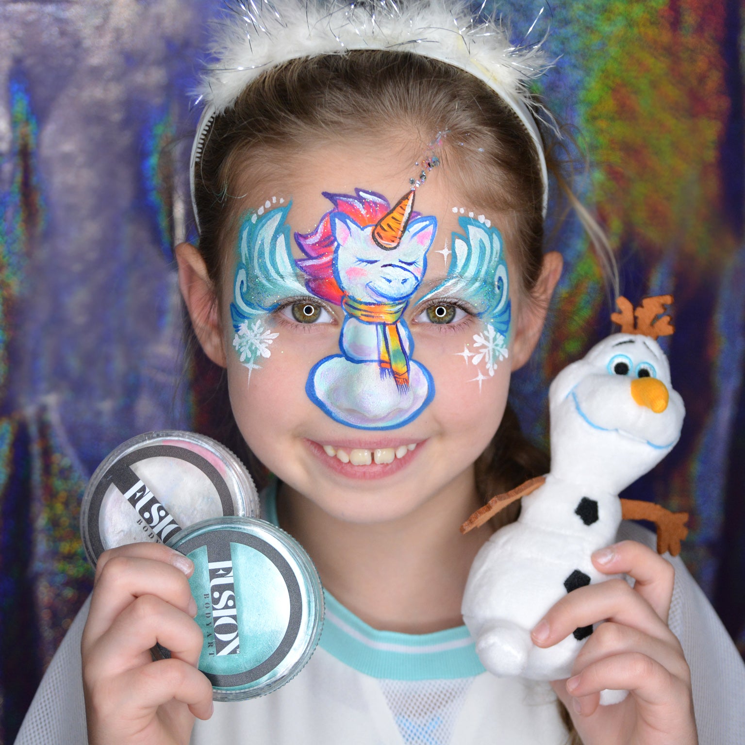 Unicorn Snowman Face Paint Mask by Natalia Kirillova