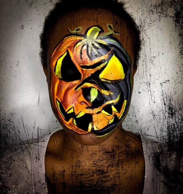 Halloween Mashup: Half Face Pumpkin Face Paint Video by Zuri FX