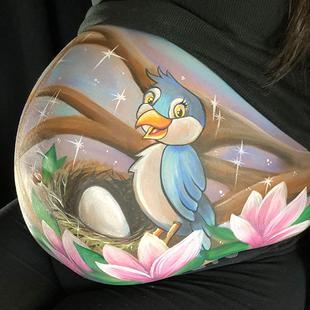 Mama Bird Belly Paint Design Video by Athena Zhe