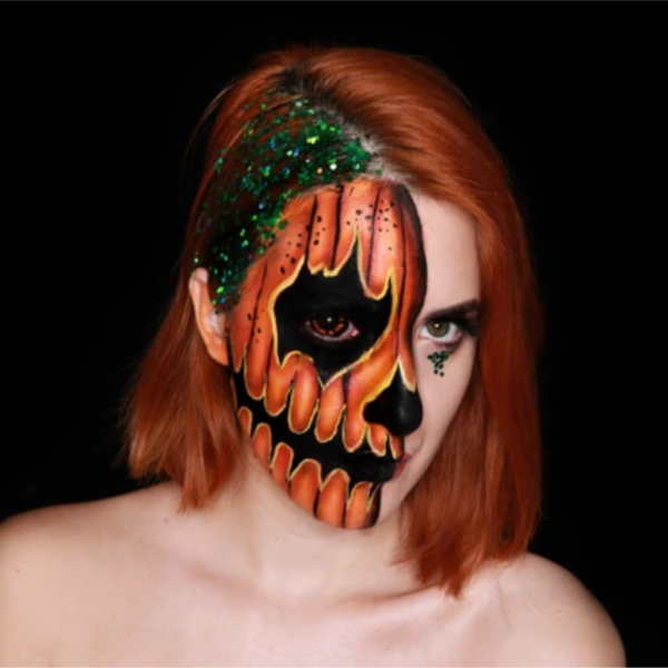 Half Face Pumpkin Face Paint Design Video by Ana Cedoviste