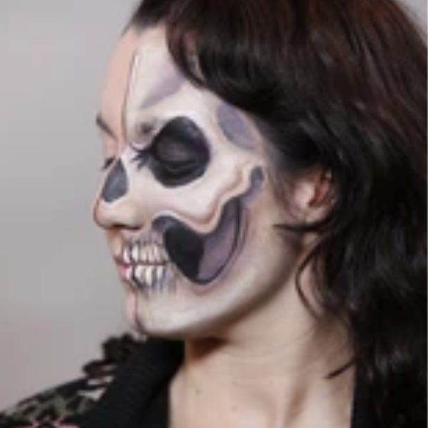 Half Face Skull Face Paint Design Video Tutorial by Athena Zhe