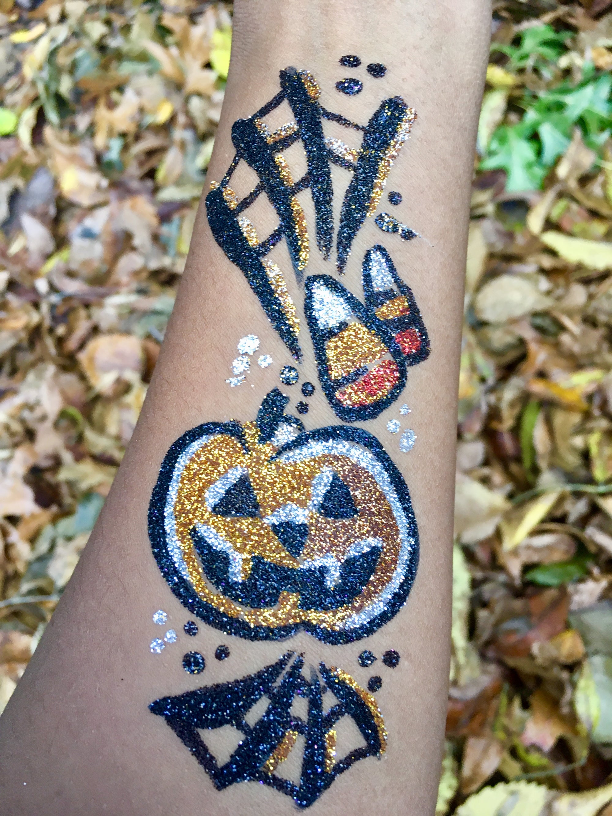 Freehand Glitter Tattoo Pumpkin by Zuri FX