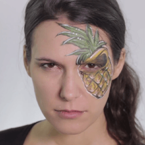 Angry Pineapple Face Paint Video by Shelley Wapniak