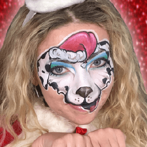 Christmas Puppy Face Paint Design Video by Athena Zhe