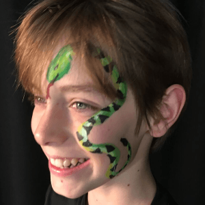 Split Cake Snake Face Paint Video Tutorial by Kiki