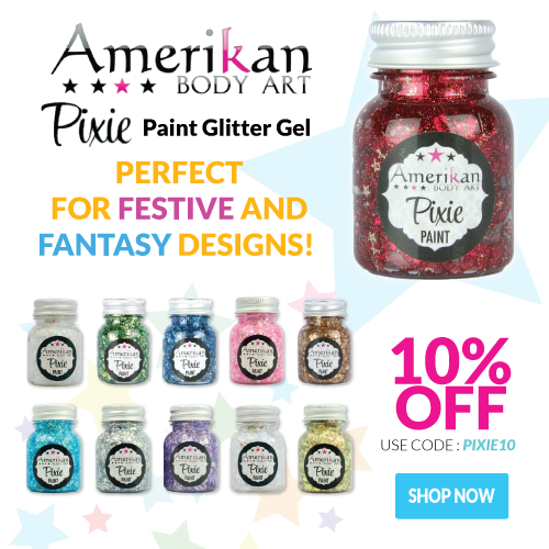 10% OFF on Pixie Paint Glitter Gels from Amerikan Body Art!