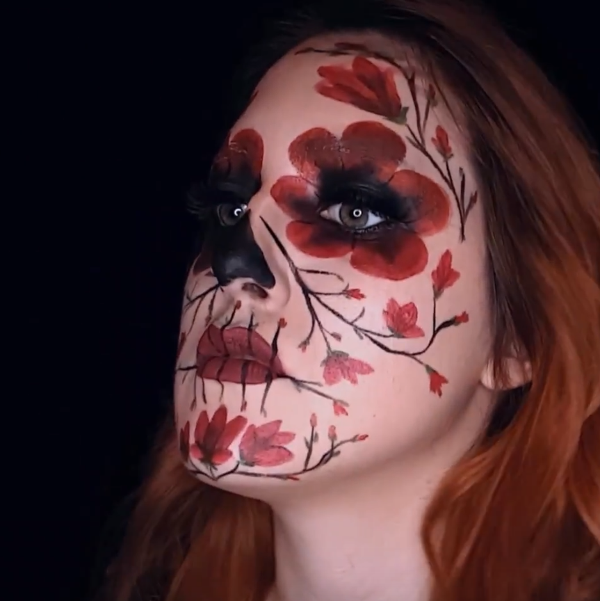 Floral Skull Face Paint Design Video by Ana Cedoviste