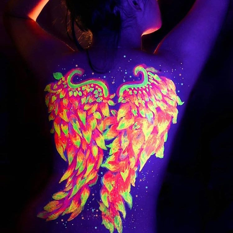UV Angel Wings Body Paint Design by Francesca Marchitelli