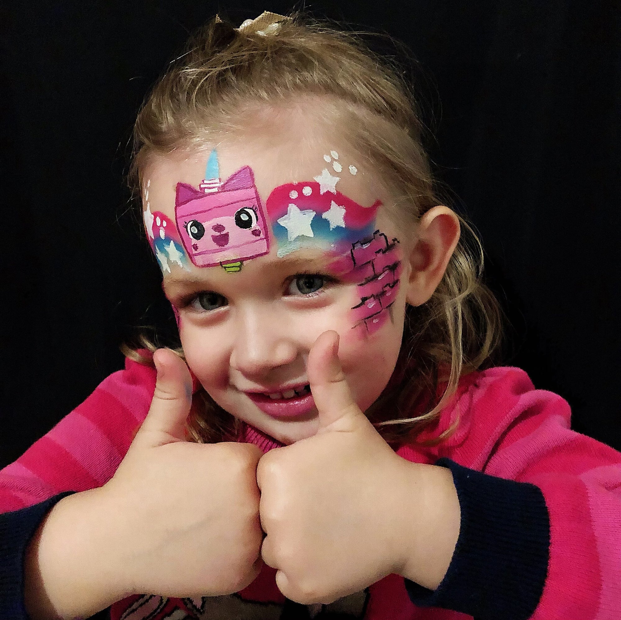 Lego Unikitty Face Paint Design for Little Squiggles by Marina