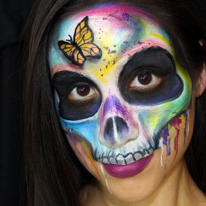 Rainbow Skull Face Paint Design
