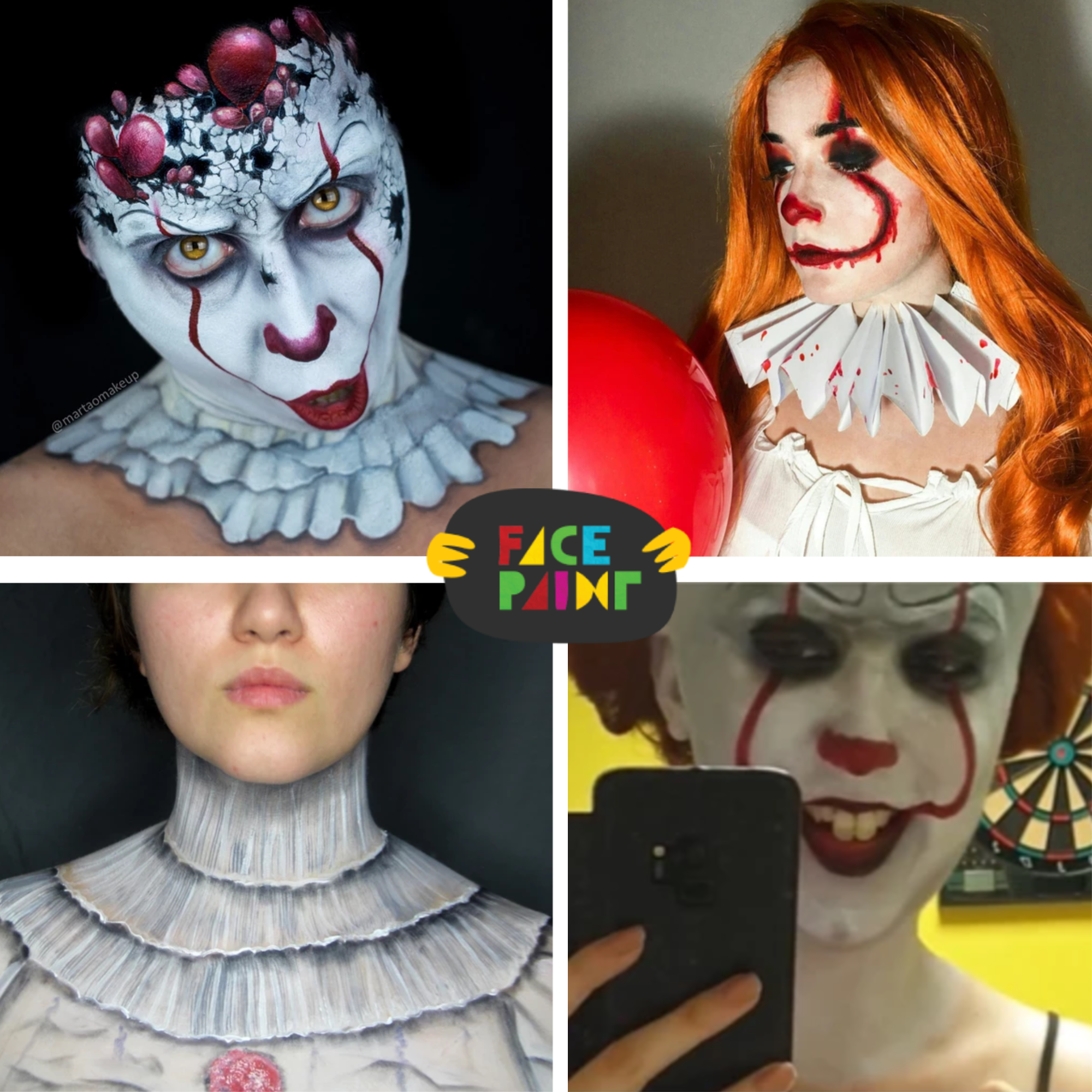 ophøre labyrint bestikke Top 4 Pennywise Makeup Tutorials and Videos: Pennywise Face Paint Desi -  Facepaint.com