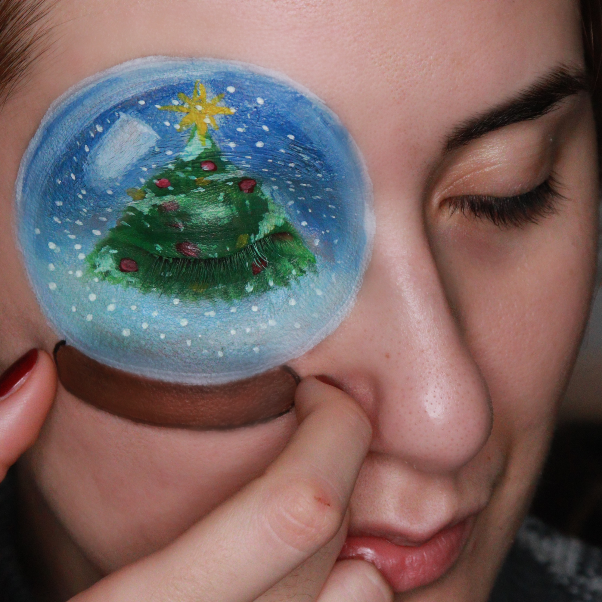 Snow Globe Face Paint Design Video by Ana Cedoviste