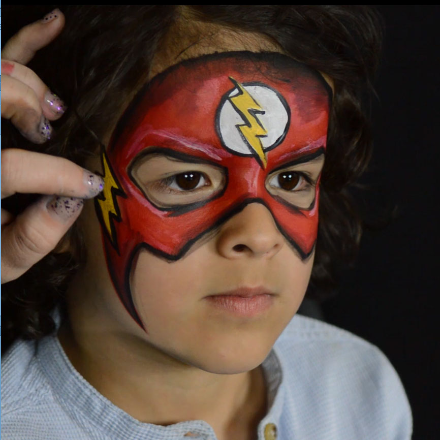 The Flash Face Paint Design Video by Kellie Burrus