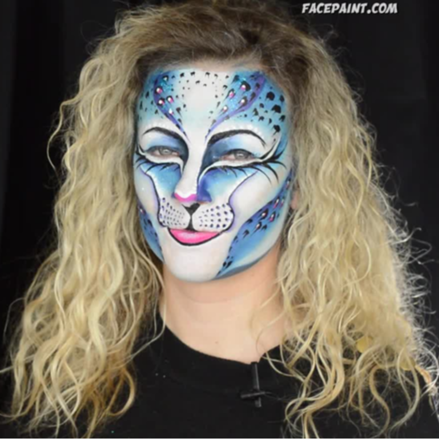 Blue Snow Leopard Face Paint Design Video by Athena Zhe