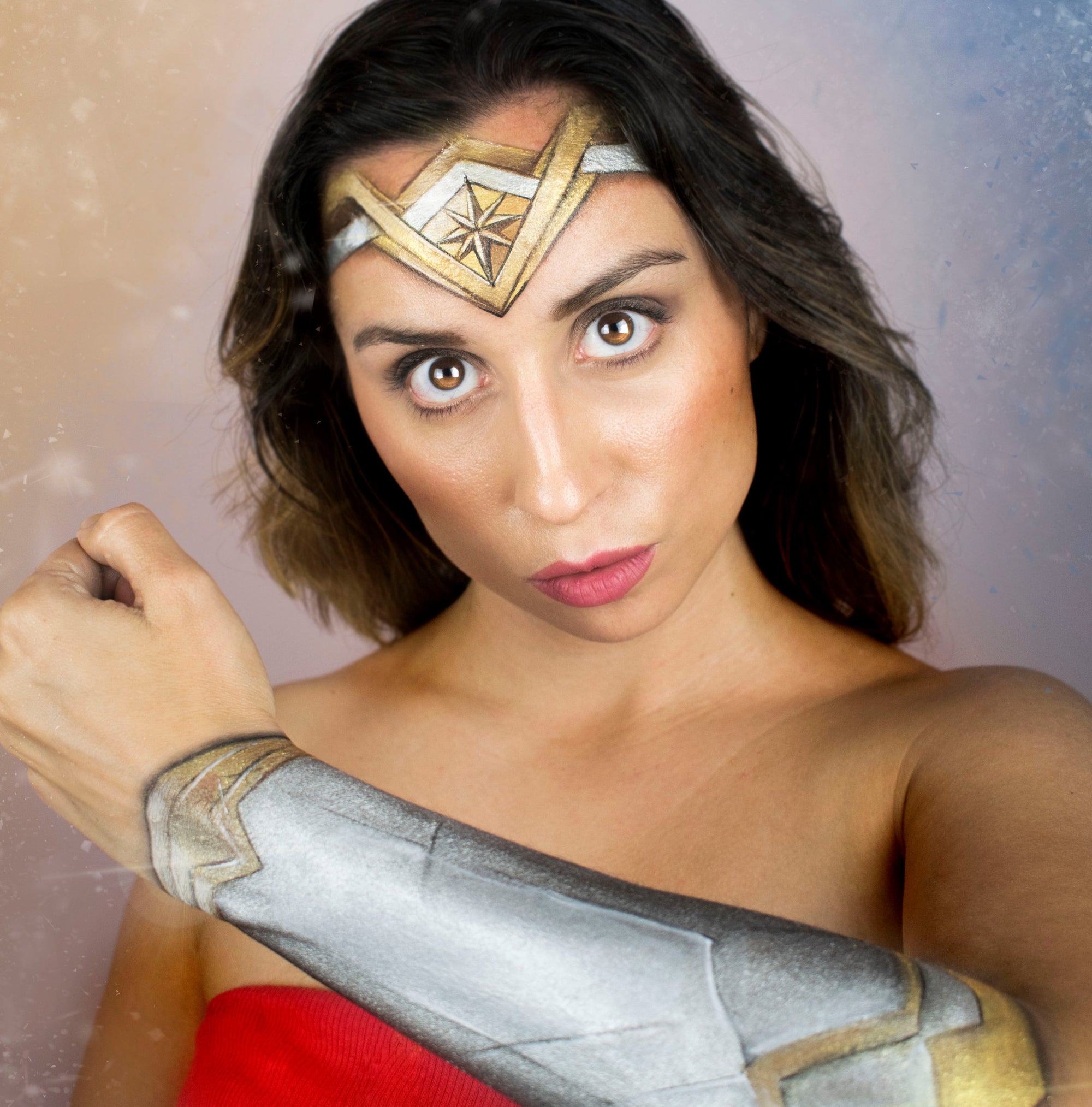 Wonder Woman Face Paint Tutorial: Tiara and Bracelet