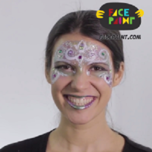 Video : Blinged Out Mardi Gras Mask Face Paint Design by Shelley Wapniak