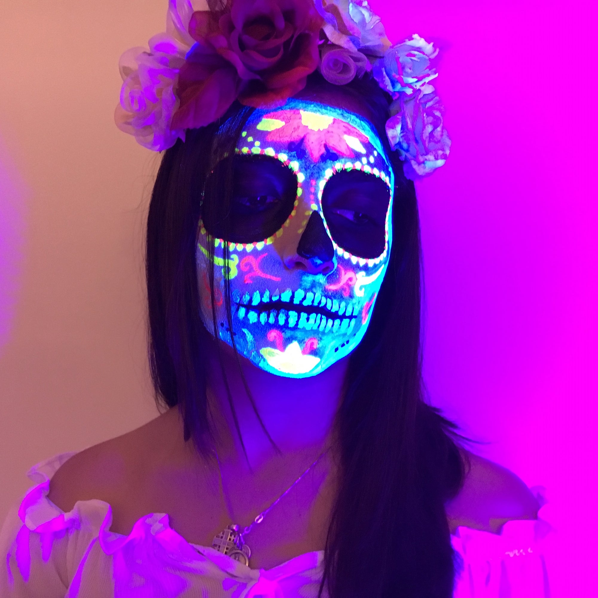 Glow in the Dark Skull Face Paint Video Tutorial by Francesca Marchitelli