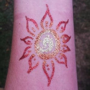 Freehand Glitter Tattoo - Sun Design