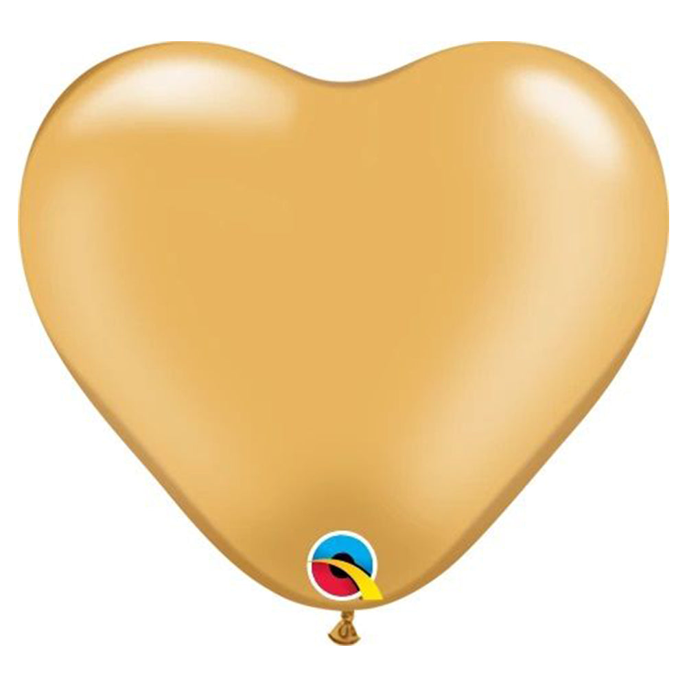 Qualatex Gold Heart Balloons - 6&quot; (100/bag)