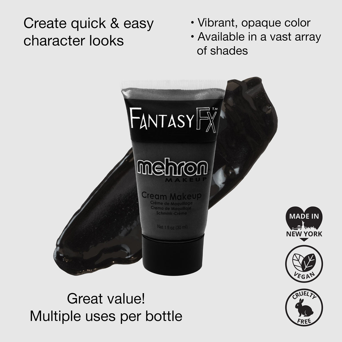 Mehron Fantasy FX Face Paint Tubes - Black B (1 oz)